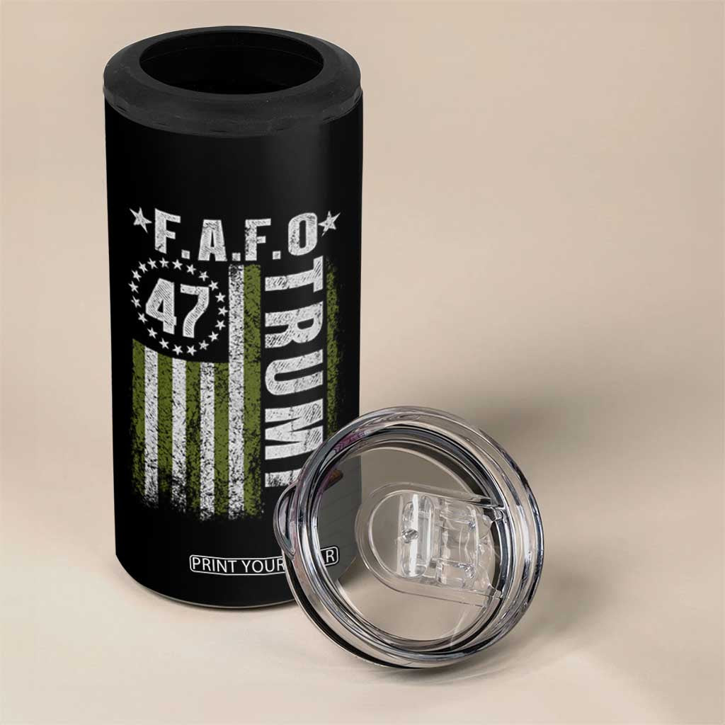 Funny Fafo 4 in 1 Can Cooler Tumbler President 47 FDT American Flag TS10 Print Your Wear