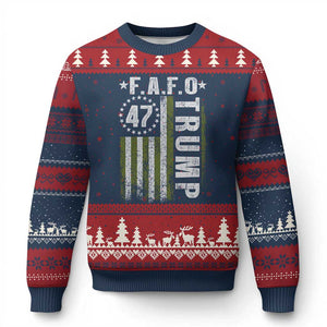 Funny Fafo Ugly Christmas Sweater President 47 FDT American Flag TS10 Navy Red Print Your Wear