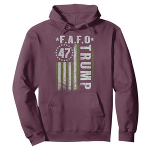 Funny Fafo Hoodie President 47 FDT American Flag TS10 Maroon Print Your Wear