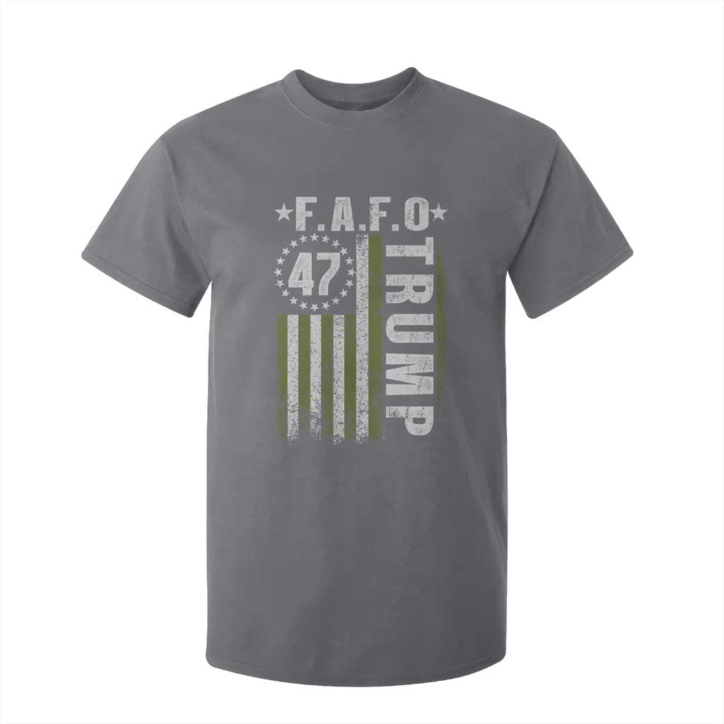 Funny Fafo T Shirt For Kid President 47 FDT American Flag TS10 Charcoal Print Your Wear