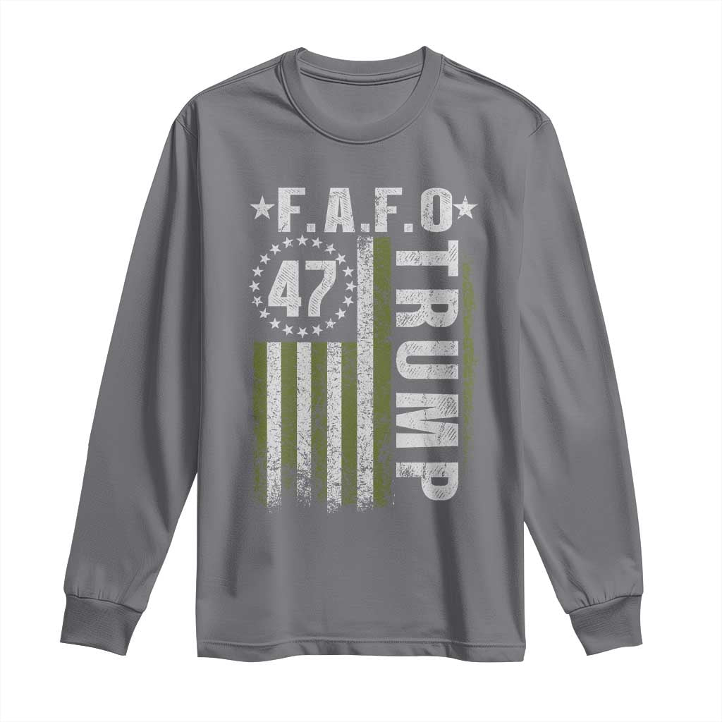 Funny Fafo Long Sleeve Shirt President 47 FDT American Flag TS10 Charcoal Print Your Wear