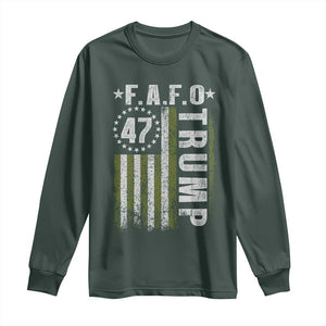Funny Fafo Long Sleeve Shirt President 47 FDT American Flag TS10 Dark Forest Green Print Your Wear