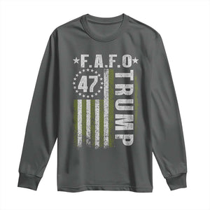 Funny Fafo Long Sleeve Shirt President 47 FDT American Flag TS10 Dark Heather Print Your Wear