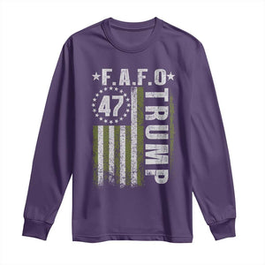 Funny Fafo Long Sleeve Shirt President 47 FDT American Flag TS10 Purple Print Your Wear