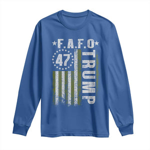 Funny Fafo Long Sleeve Shirt President 47 FDT American Flag TS10 Royal Blue Print Your Wear