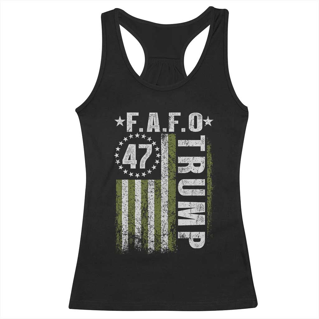Funny Fafo Racerback Tank Top President 47 FDT American Flag TS10 Black Print Your Wear