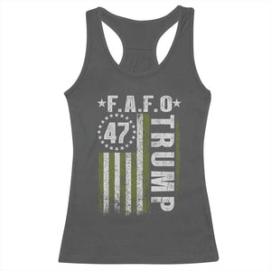 Funny Fafo Racerback Tank Top President 47 FDT American Flag TS10 Dark Heather Print Your Wear