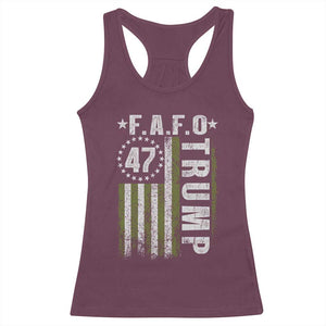Funny Fafo Racerback Tank Top President 47 FDT American Flag TS10 Maroon Print Your Wear