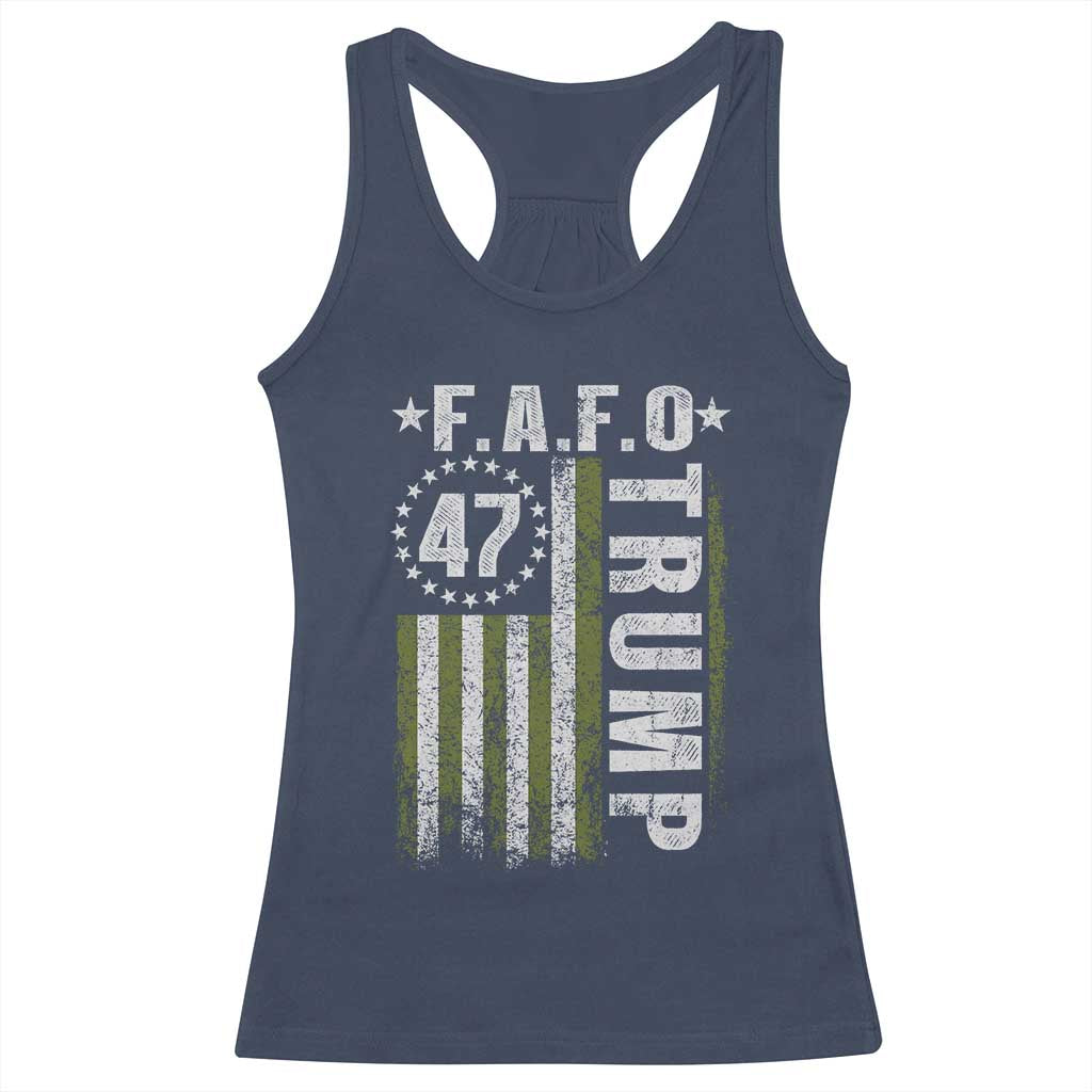 Funny Fafo Racerback Tank Top President 47 FDT American Flag TS10 Navy Print Your Wear