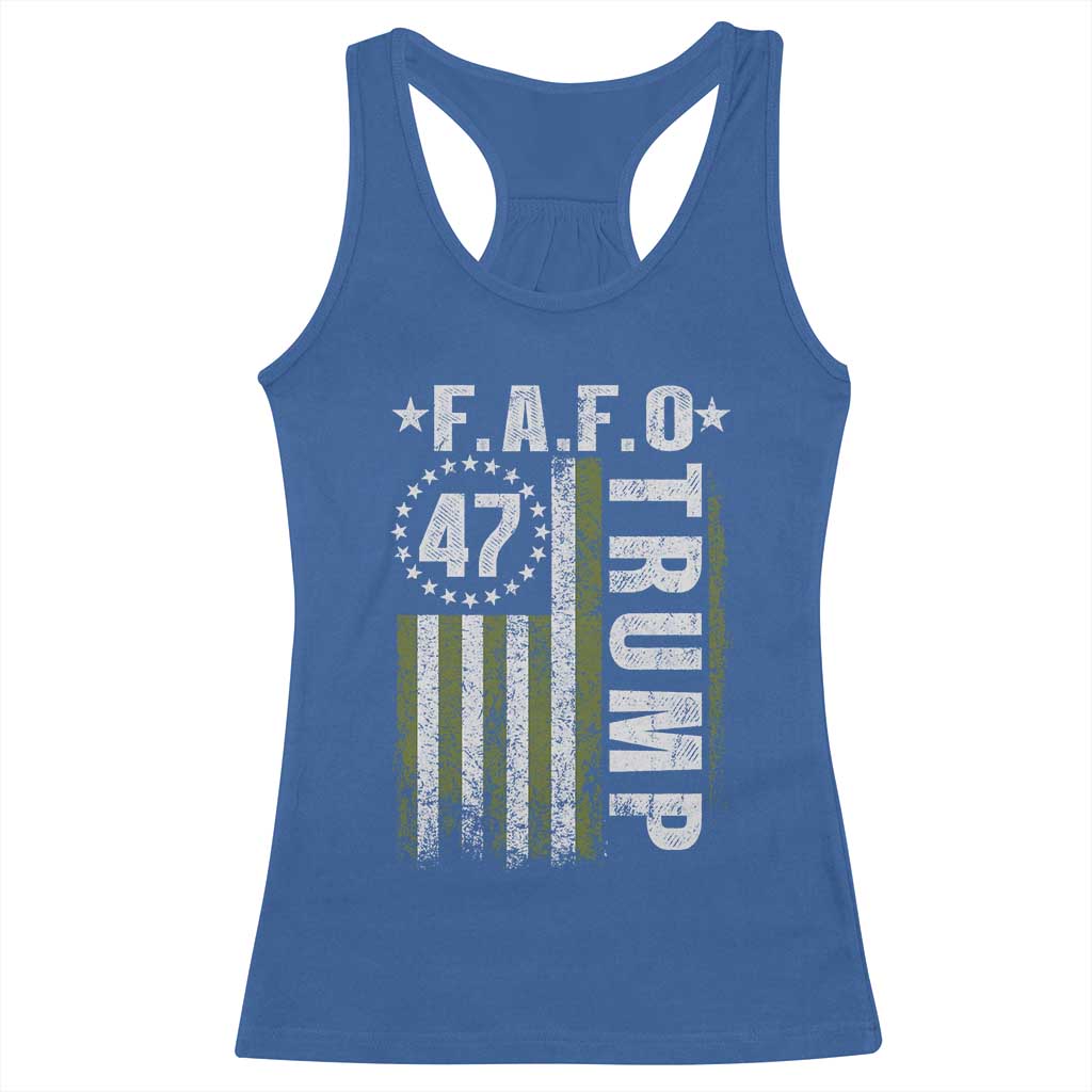 Funny Fafo Racerback Tank Top President 47 FDT American Flag TS10 Royal Blue Print Your Wear