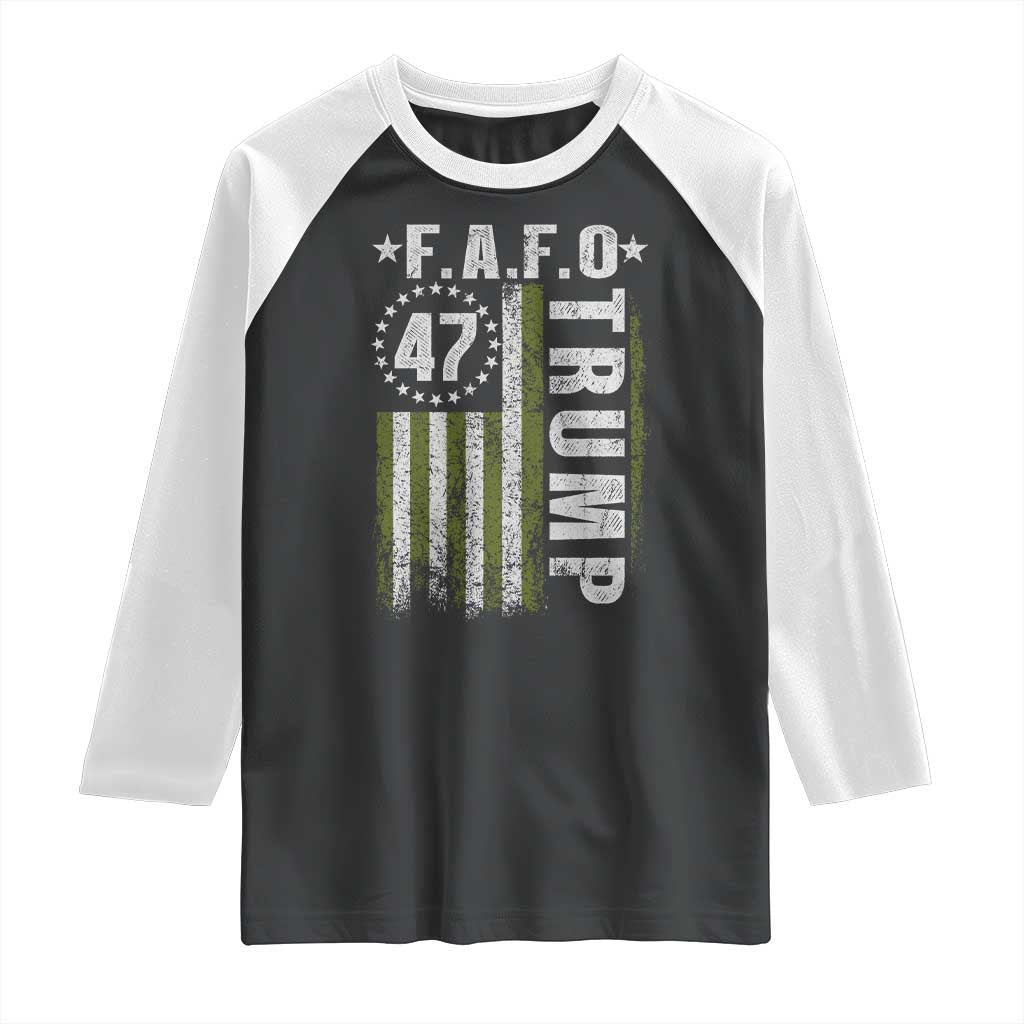 Funny Fafo Raglan Shirt President 47 FDT American Flag TS10 Black White Print Your Wear