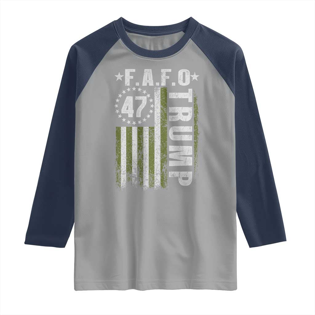 Funny Fafo Raglan Shirt President 47 FDT American Flag TS10 Sport Gray Navy Print Your Wear