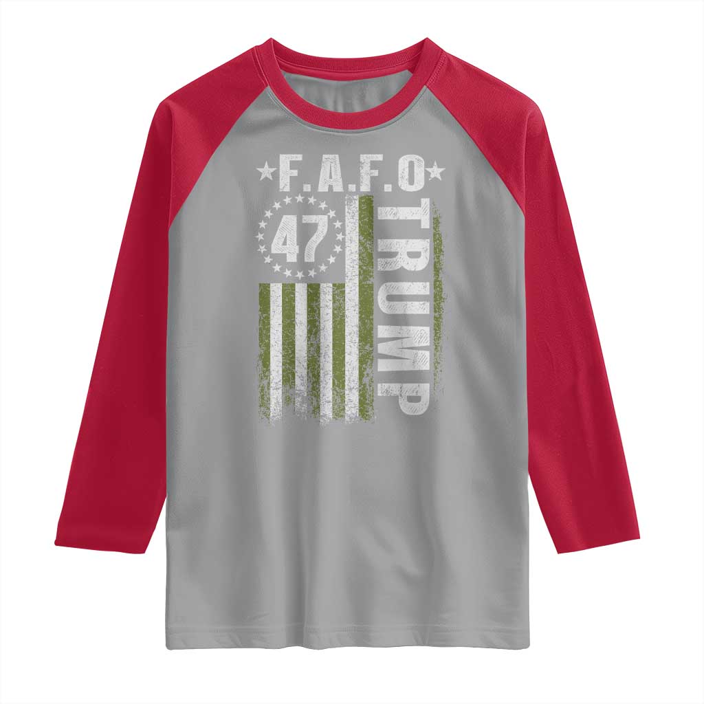 Funny Fafo Raglan Shirt President 47 FDT American Flag TS10 Sport Gray Red Print Your Wear