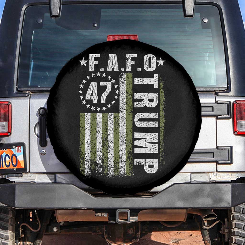 Funny Fafo Spare Tire Cover President 47 FDT American Flag TS10 No hole Black Print Your Wear