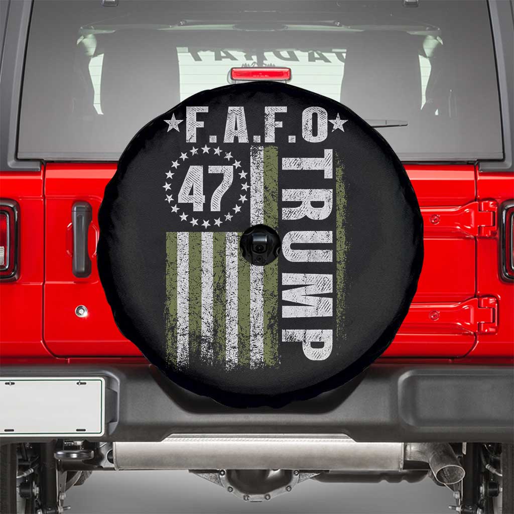 Funny Fafo Spare Tire Cover President 47 FDT American Flag TS10 Black Print Your Wear