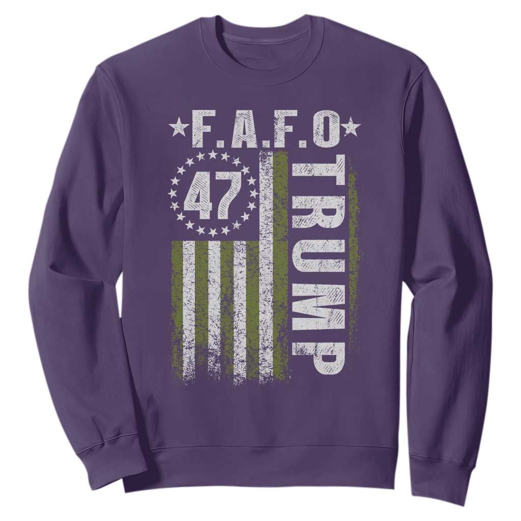 Funny Fafo Sweatshirt President 47 FDT American Flag TS10 Purple Print Your Wear