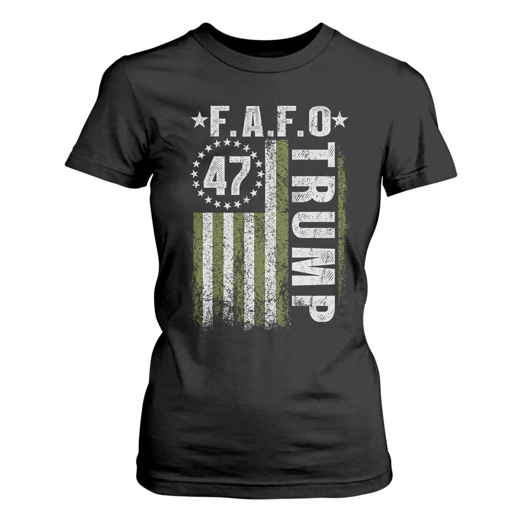 Funny Fafo T Shirt For Women President 47 FDT American Flag TS10 Black Print Your Wear
