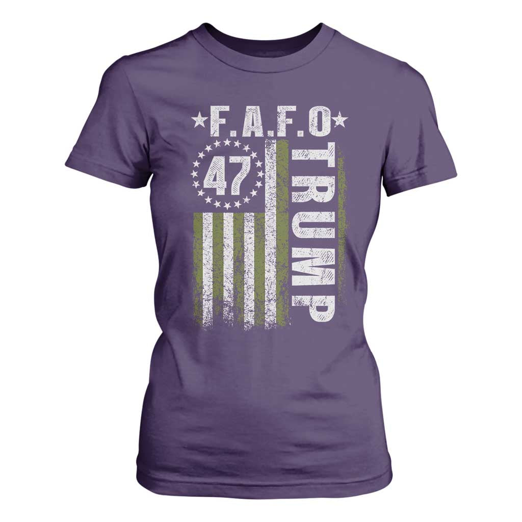Funny Fafo T Shirt For Women President 47 FDT American Flag TS10 Purple Print Your Wear