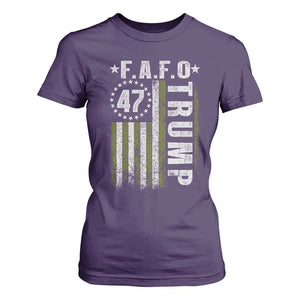 Funny Fafo T Shirt For Women President 47 FDT American Flag TS10 Purple Print Your Wear
