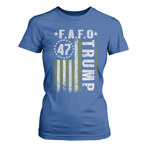 Funny Fafo T Shirt For Women President 47 FDT American Flag TS10 Royal Blue Print Your Wear