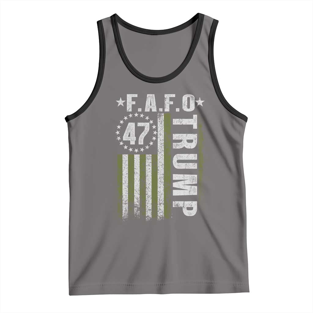 Funny Fafo Tank Top President 47 FDT American Flag TS10 Deep Heather Black Print Your Wear