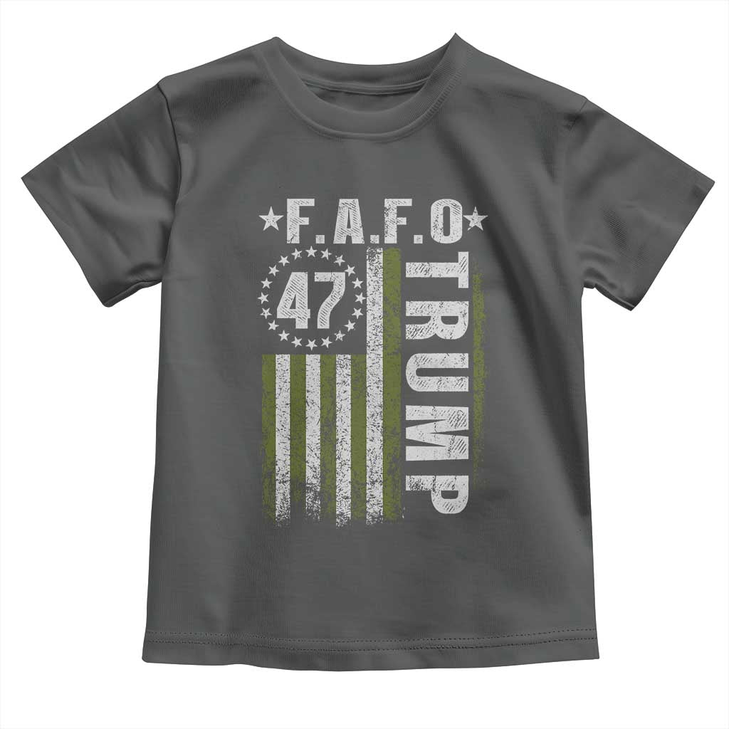 Funny Fafo Toddler T Shirt President 47 FDT American Flag TS10 Dark Heather Print Your Wear