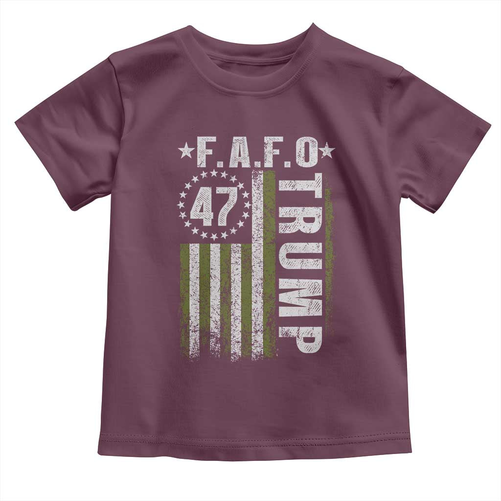 Funny Fafo Toddler T Shirt President 47 FDT American Flag TS10 Maroon Print Your Wear