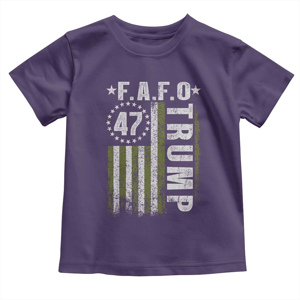 Funny Fafo Toddler T Shirt President 47 FDT American Flag TS10 Purple Print Your Wear