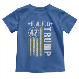 Funny Fafo Toddler T Shirt President 47 FDT American Flag TS10 Royal Blue Print Your Wear