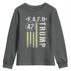 Funny Fafo Youth Sweatshirt President 47 FDT American Flag TS10 Dark Heather Print Your Wear