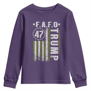 Funny Fafo Youth Sweatshirt President 47 FDT American Flag TS10 Purple Print Your Wear