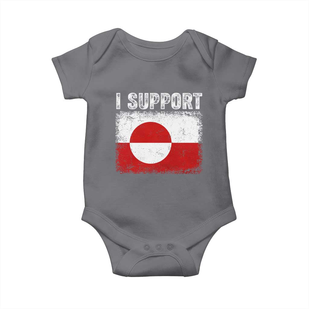 I Support Greenland Baby Onesie Grunge Flag TS10 Charcoal Print Your Wear
