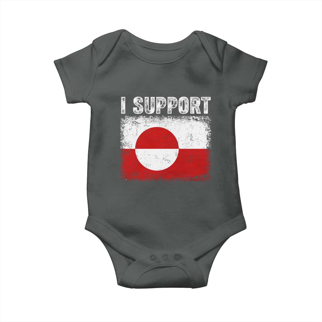I Support Greenland Baby Onesie Grunge Flag TS10 Dark Heather Print Your Wear
