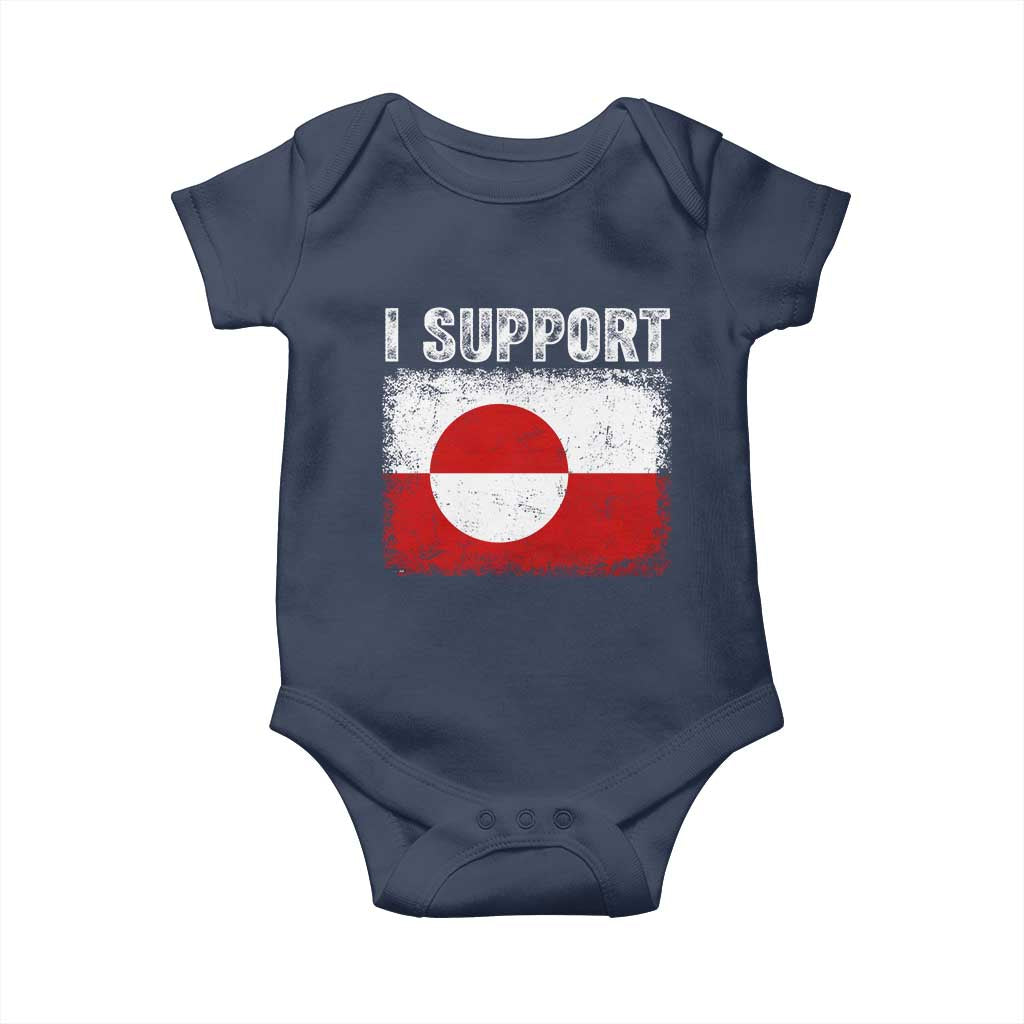 I Support Greenland Baby Onesie Grunge Flag TS10 Navy Print Your Wear
