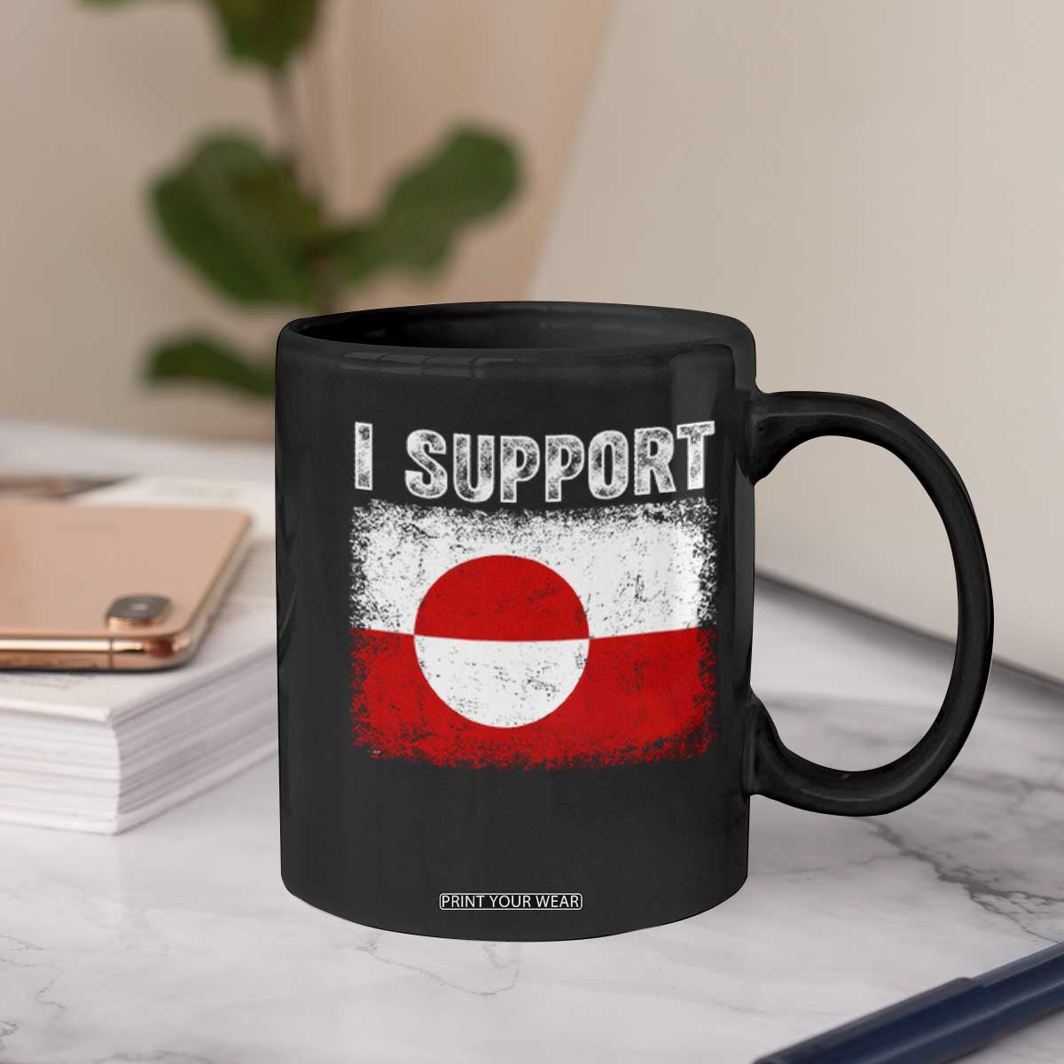 I Support Greenland Coffee Mug Grunge Flag TS10 Print Your Wear
