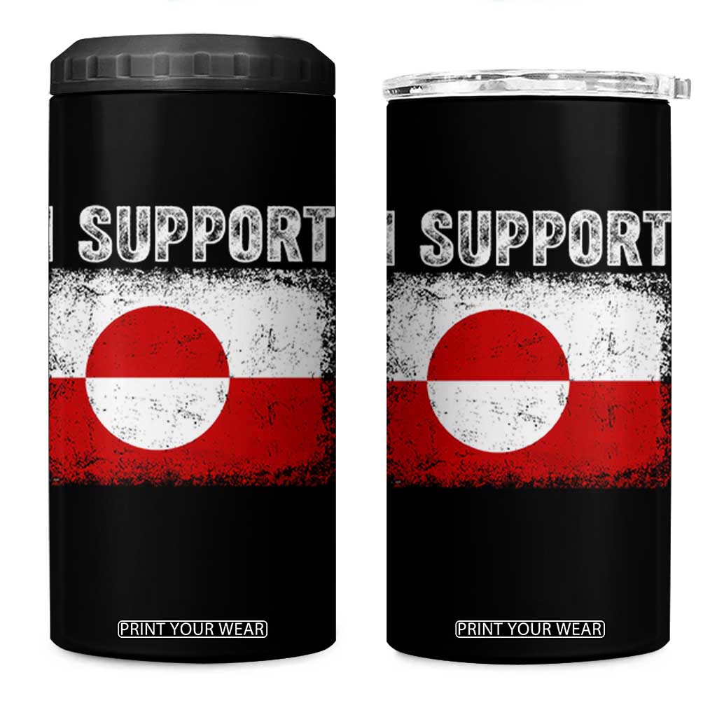 I Support Greenland 4 in 1 Can Cooler Tumbler Grunge Flag TS10 One Size: 16 oz Black Print Your Wear