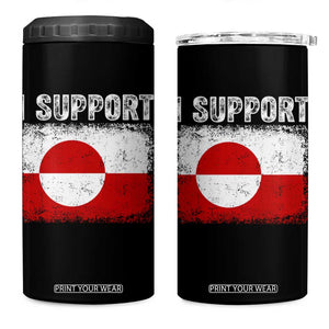I Support Greenland 4 in 1 Can Cooler Tumbler Grunge Flag TS10 One Size: 16 oz Black Print Your Wear