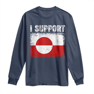 I Support Greenland Long Sleeve Shirt Grunge Flag TS10 Navy Print Your Wear