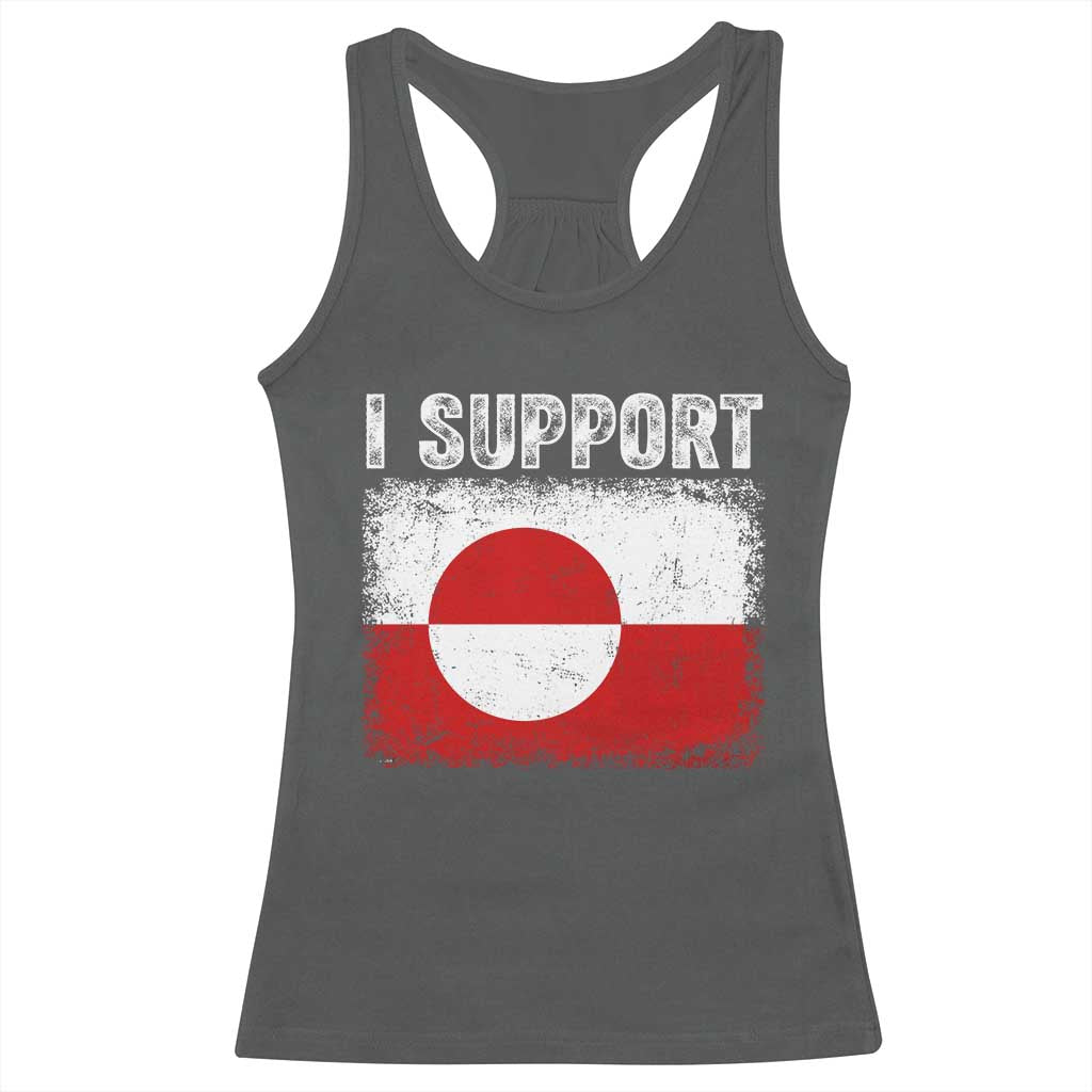 I Support Greenland Racerback Tank Top Grunge Flag TS10 Dark Heather Print Your Wear