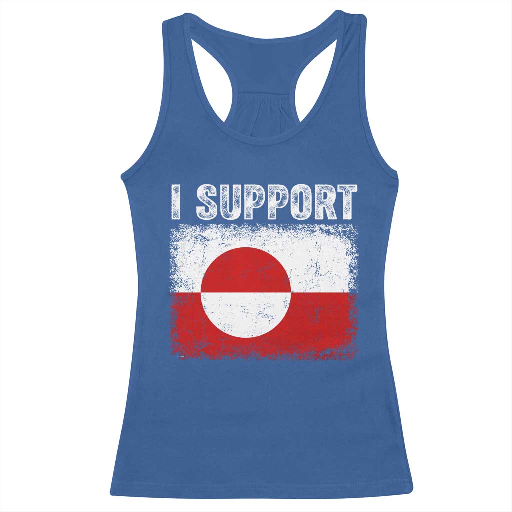 I Support Greenland Racerback Tank Top Grunge Flag TS10 Royal Blue Print Your Wear