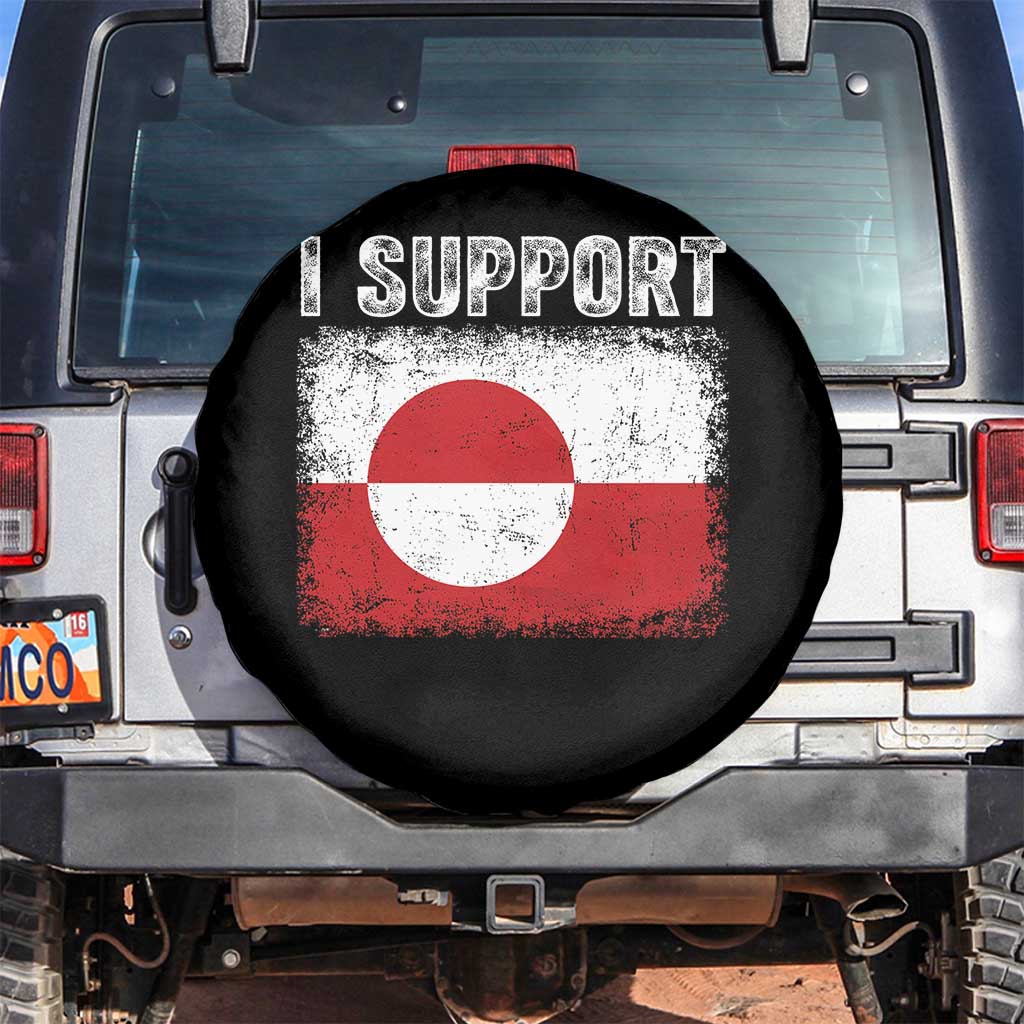 I Support Greenland Spare Tire Cover Grunge Flag TS10 No hole Black Print Your Wear