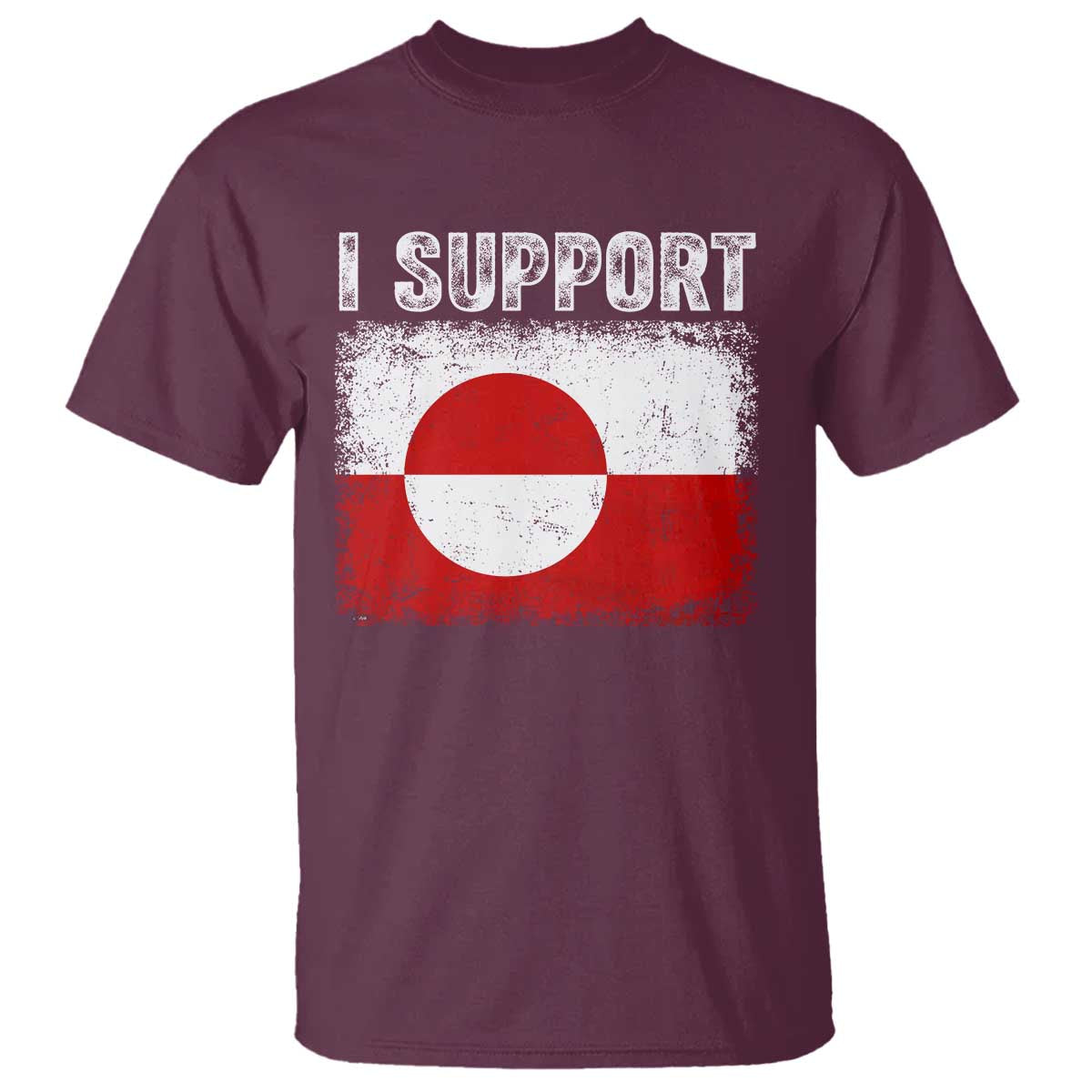 I Support Greenland T Shirt Grunge Flag TS10 Maroon Print Your Wear