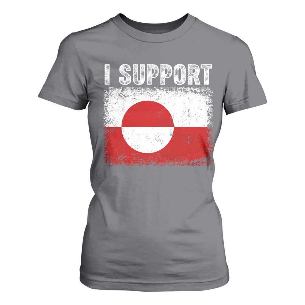 I Support Greenland T Shirt For Women Grunge Flag TS10 Charcoal Print Your Wear