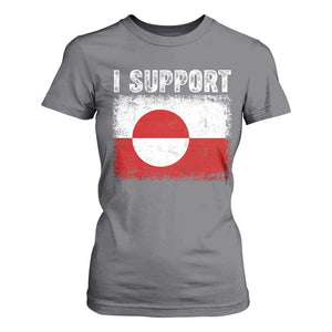 I Support Greenland T Shirt For Women Grunge Flag TS10 Charcoal Print Your Wear