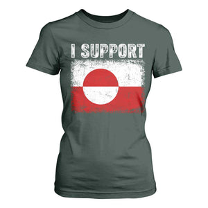 I Support Greenland T Shirt For Women Grunge Flag TS10 Dark Forest Green Print Your Wear