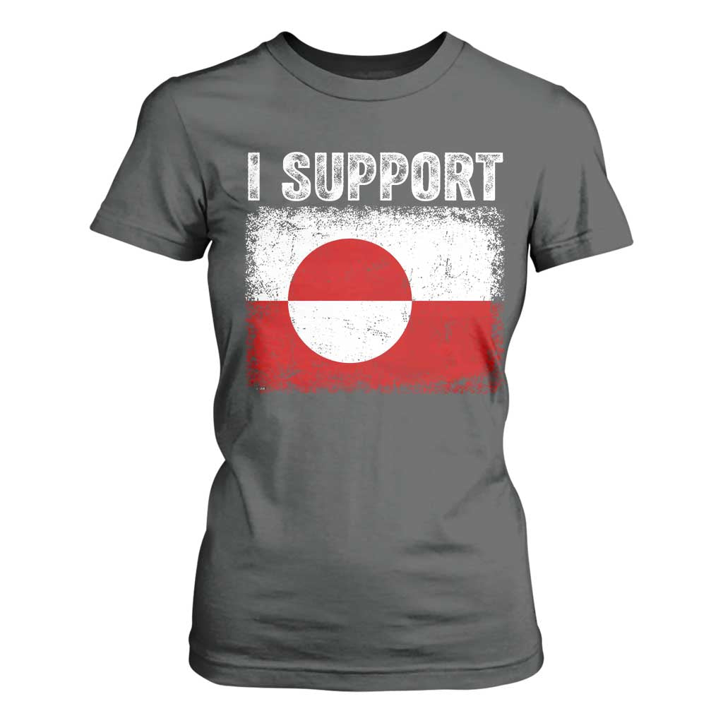 I Support Greenland T Shirt For Women Grunge Flag TS10 Dark Heather Print Your Wear