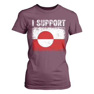 I Support Greenland T Shirt For Women Grunge Flag TS10 Maroon Print Your Wear