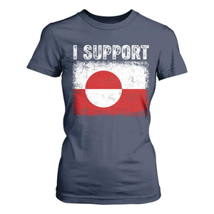 I Support Greenland T Shirt For Women Grunge Flag TS10 Navy Print Your Wear