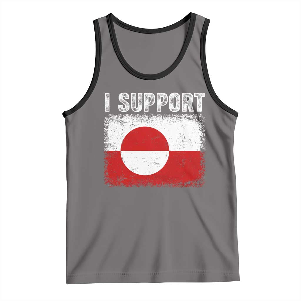 I Support Greenland Tank Top Grunge Flag TS10 Deep Heather Black Print Your Wear