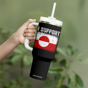 I Support Greenland Tumbler With Handle Grunge Flag TS10 Print Your Wear